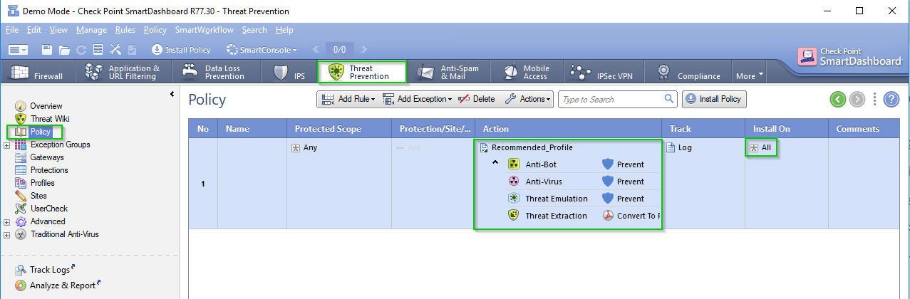 Threat Prevention action profiles